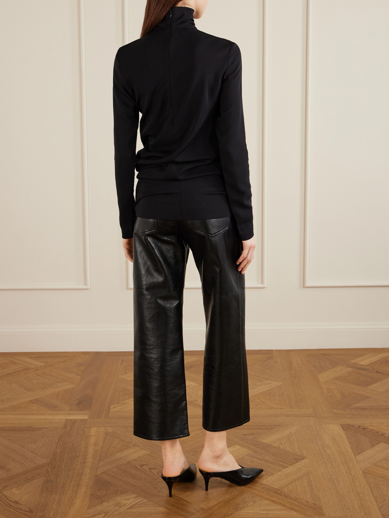 Gathered Cady Turtleneck Blouse