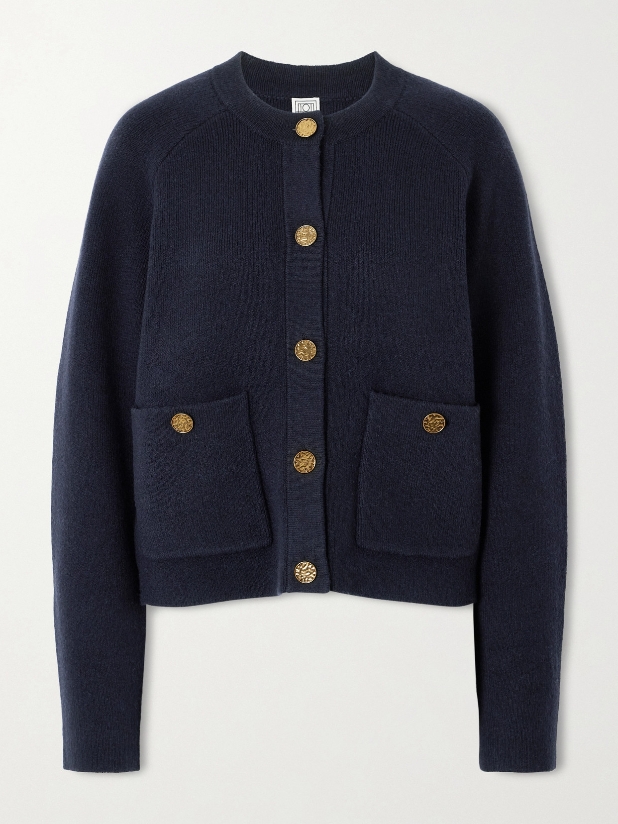 Totême Ribbed Wool-blend Cardigan In Blue