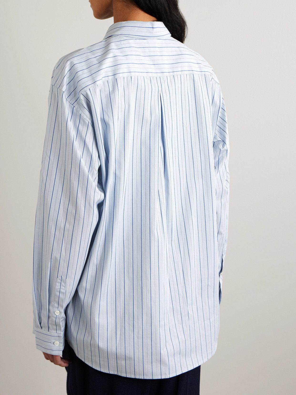 Totême Striped Cotton-poplin Shirt In Blue