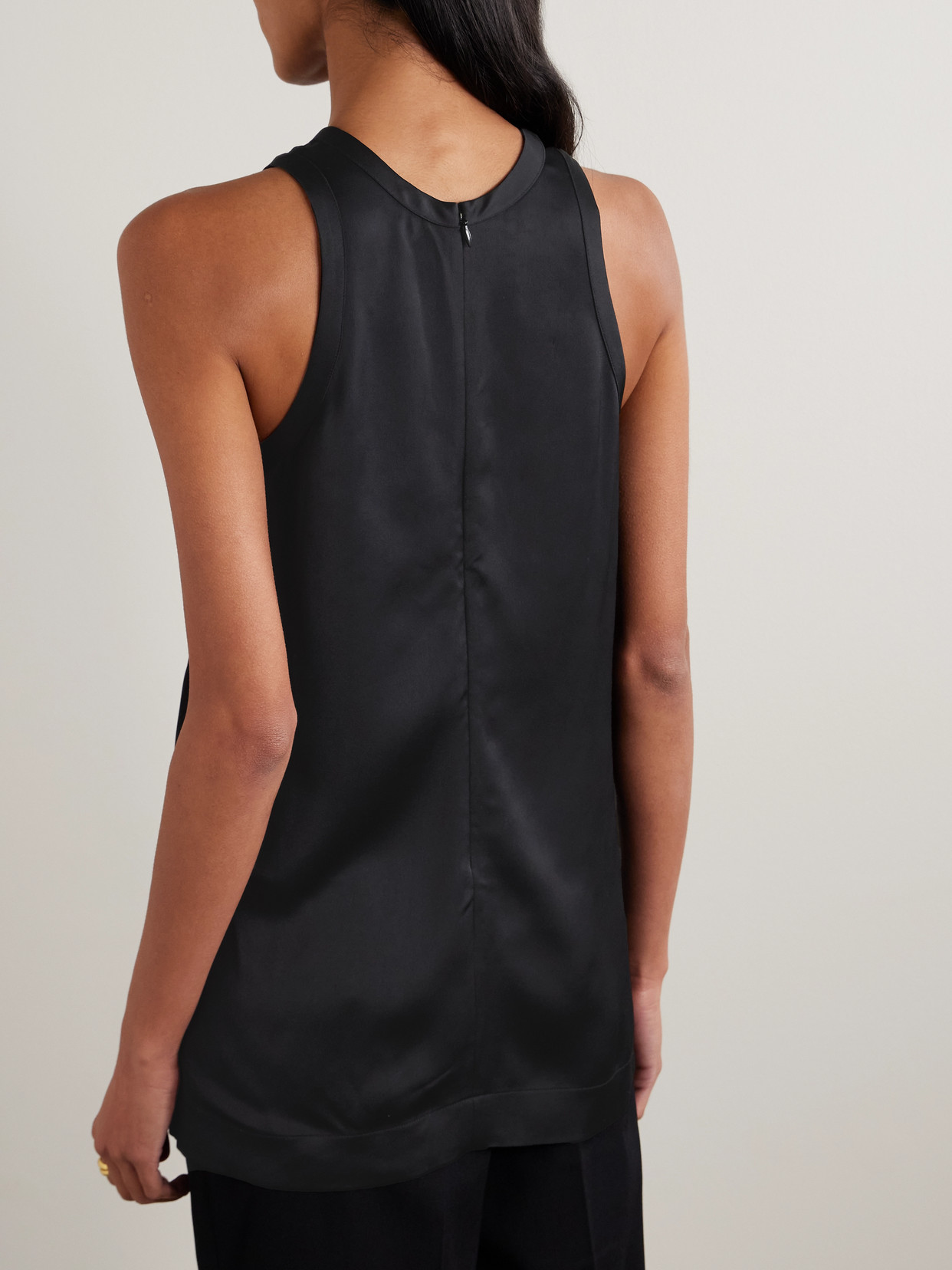 Totême 'espera' Black U Neck Rib Tank Top In Stretch Cotton Woman Toteme In Black