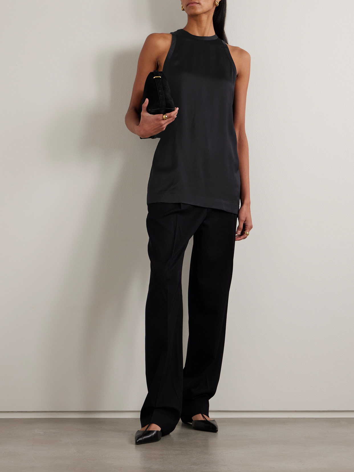 Totême 'espera' Black U Neck Rib Tank Top In Stretch Cotton Woman Toteme In Black