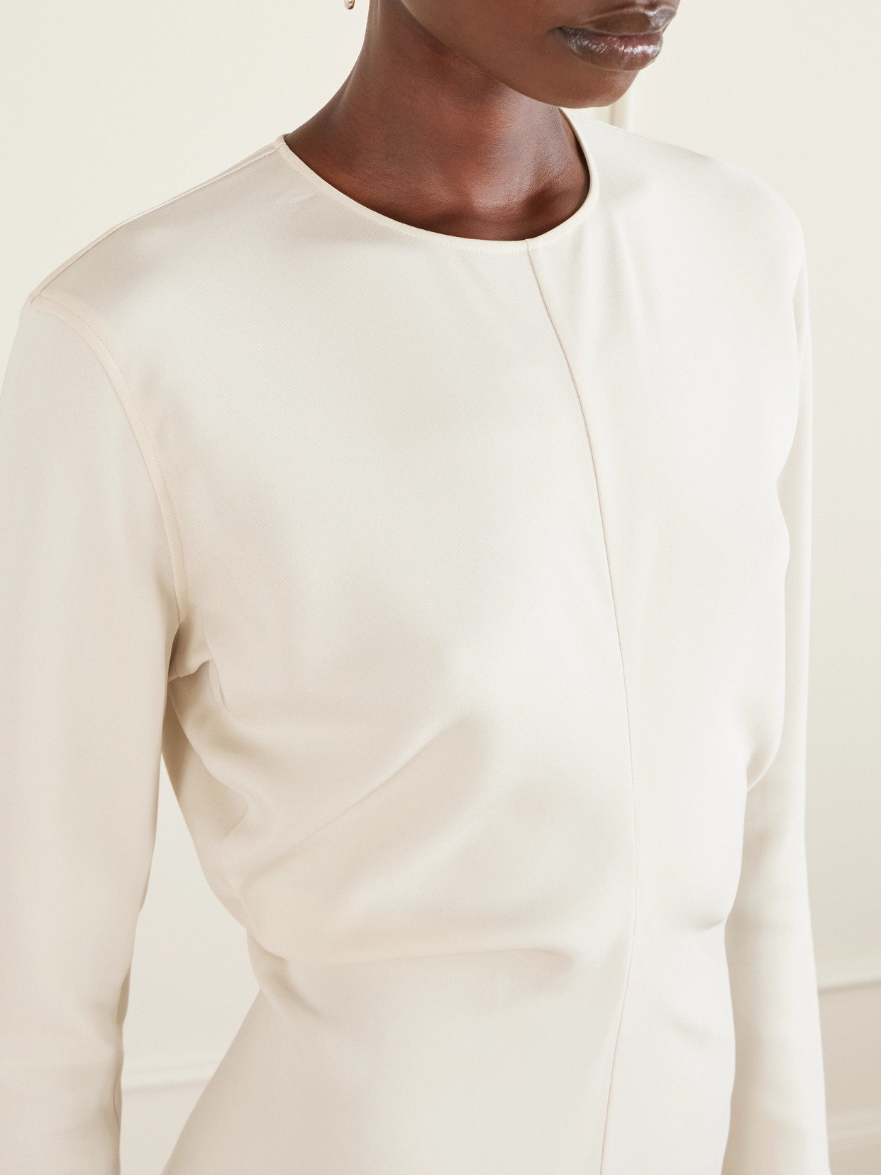 Totême Garderob Gathered Crepe Maxi Dress In White