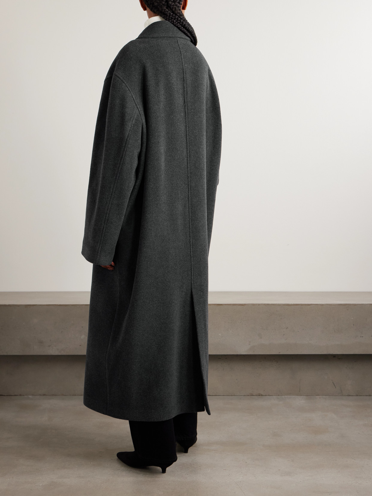 Totême Shield Oversized Double-breasted Wool-blend Coat In Gray