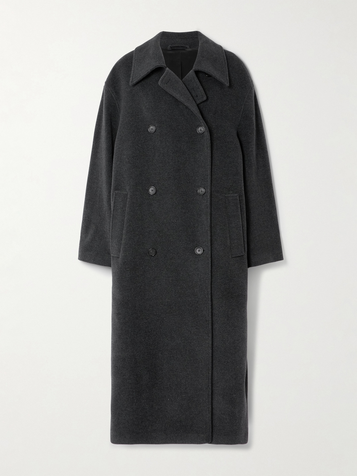 Totême Shield Oversized Double-breasted Wool-blend Coat In Gray
