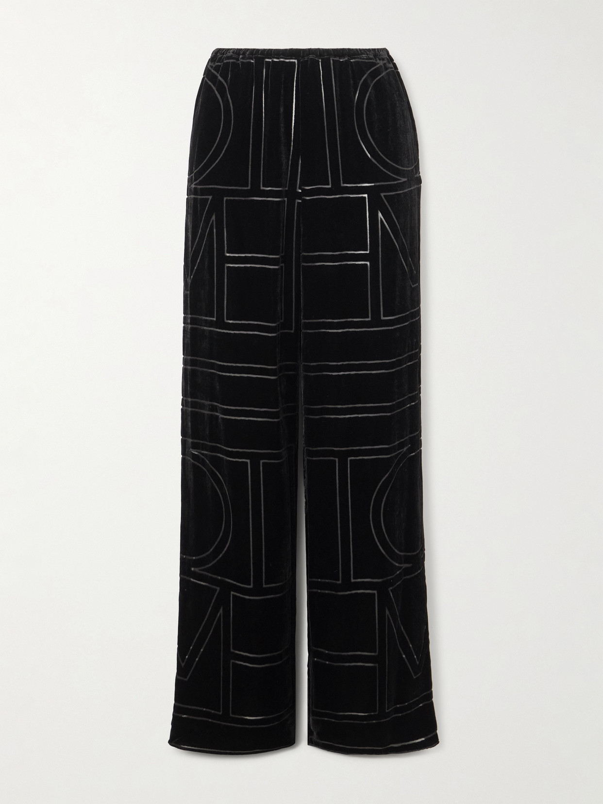 Totême Devoré-velvet Wide-leg Pants In Black