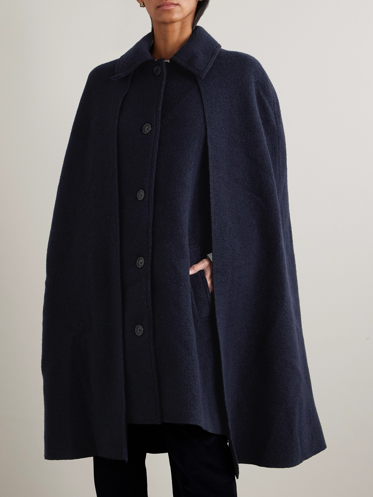 Totême Womens Navy Sleeveless Relaxed-fit Wool Cape Coat In Blue