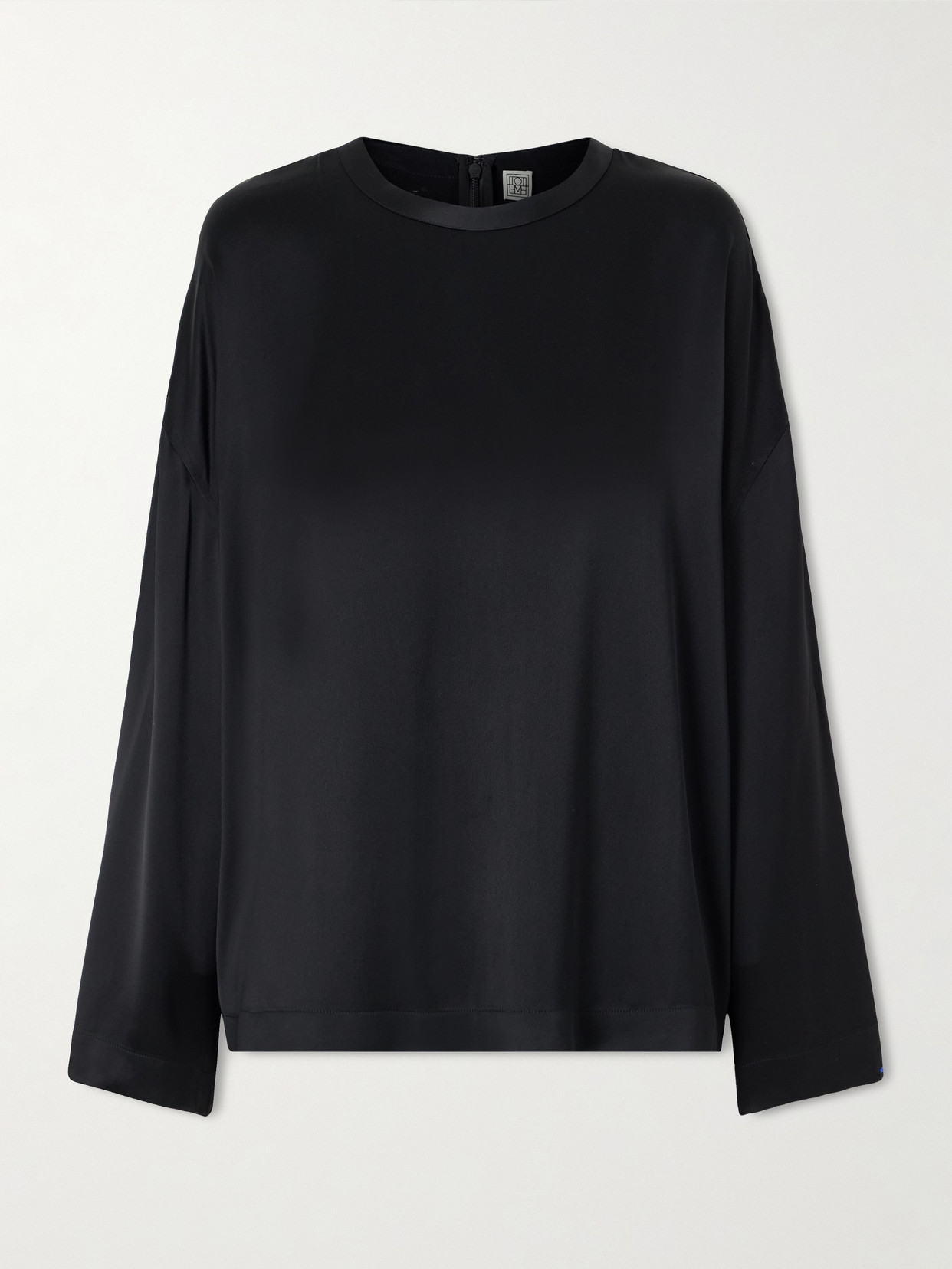 Totême Womens Black Boxy-fit Long-sleeves Woven Top