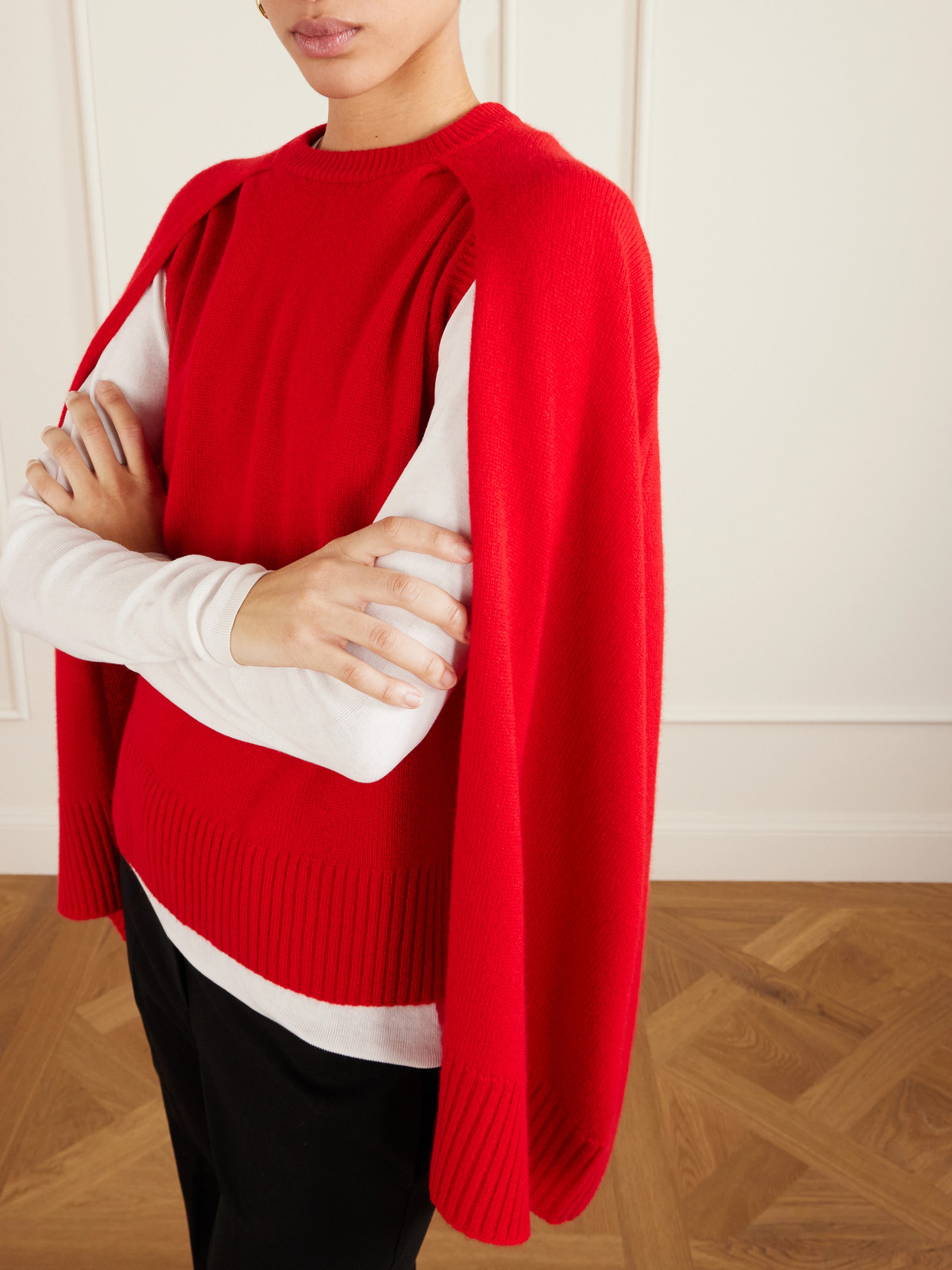 Totême Cashmere Crew Neck Knit Jumper Long Sleeves In Red