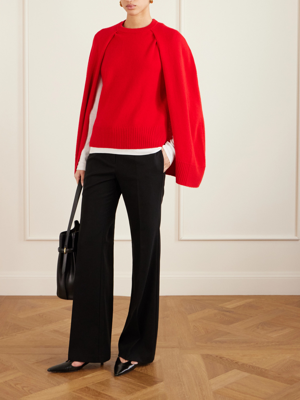 Totême Cashmere Crew Neck Knit Jumper Long Sleeves In Red