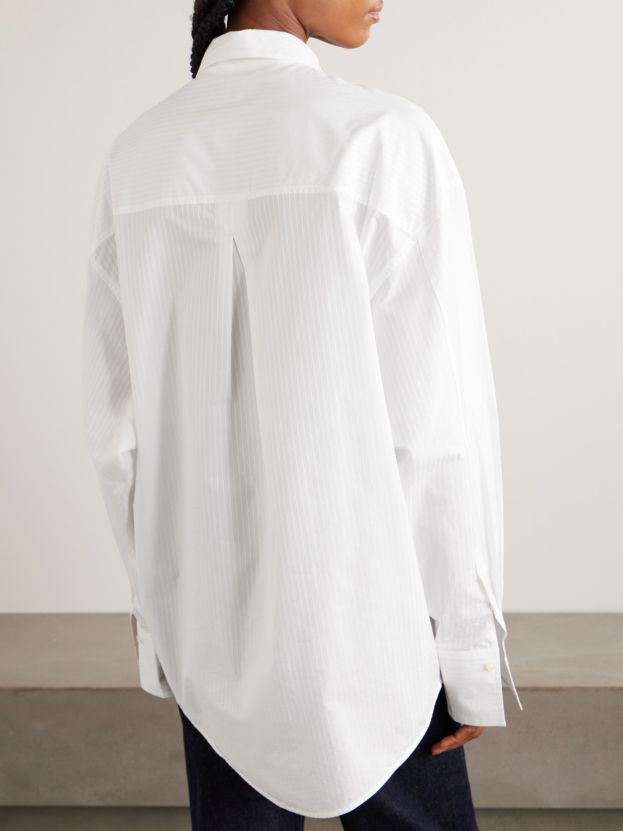 Totême Striped Cotton Shirt In White