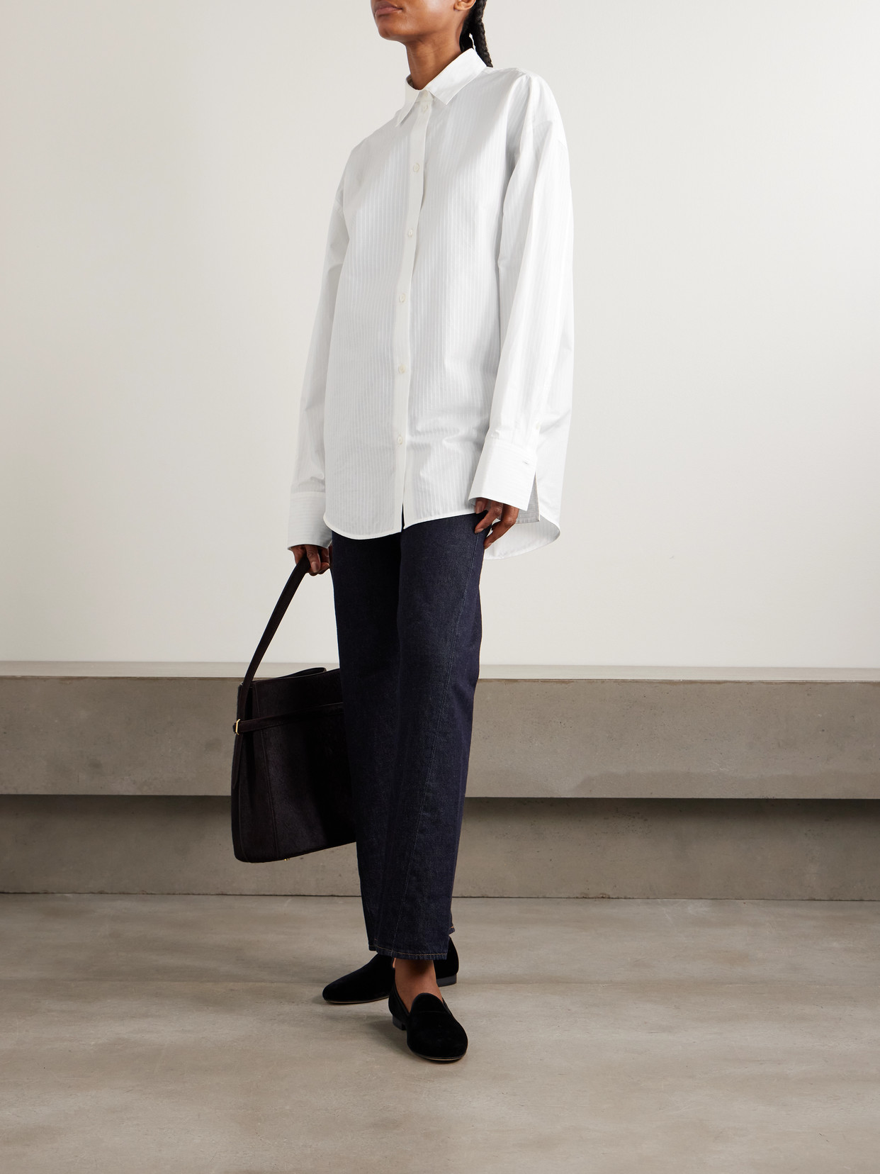 Totême Striped Cotton Shirt In White