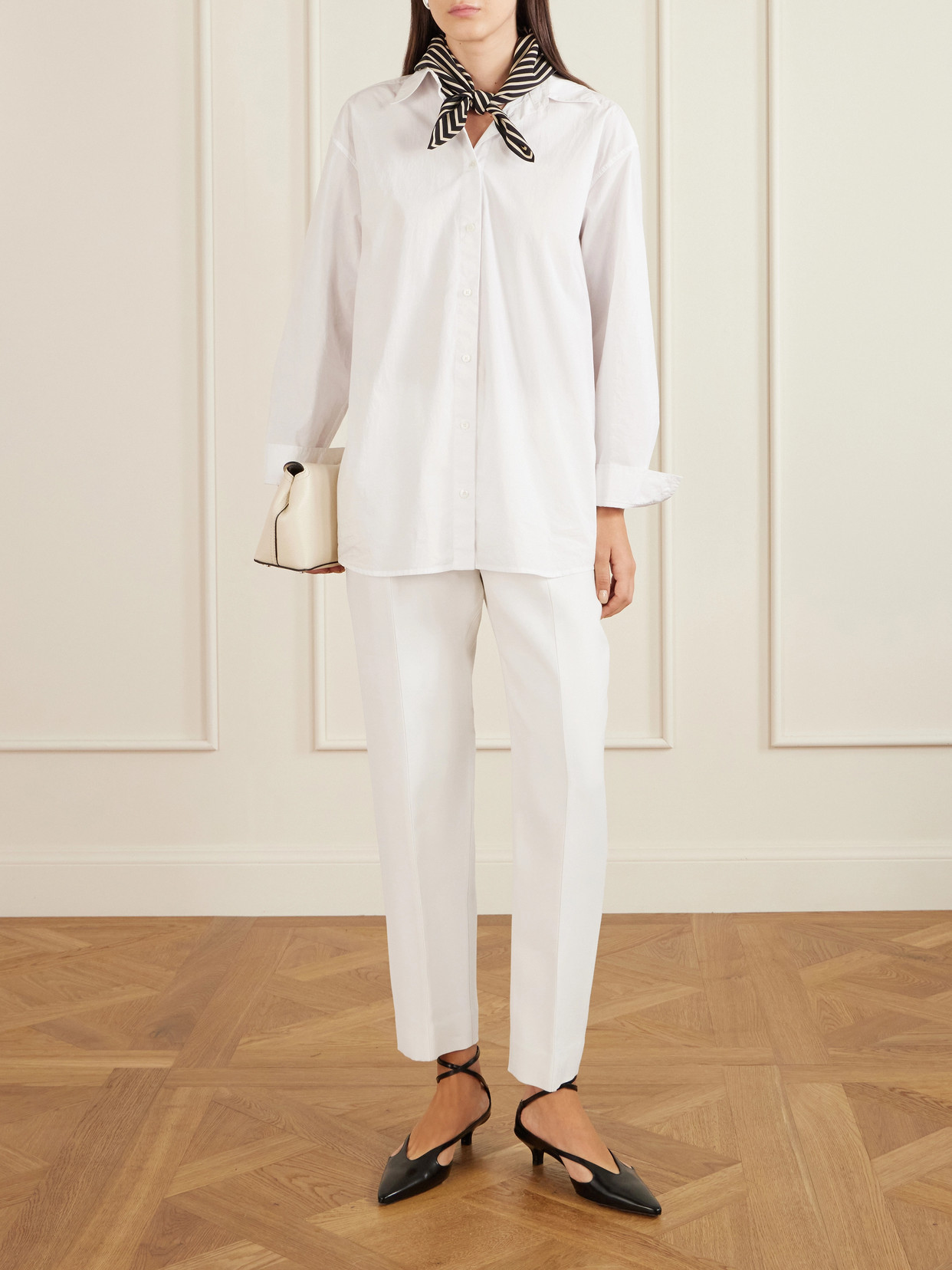 Totême Wool And Silk-blend Straight-leg Pants In White