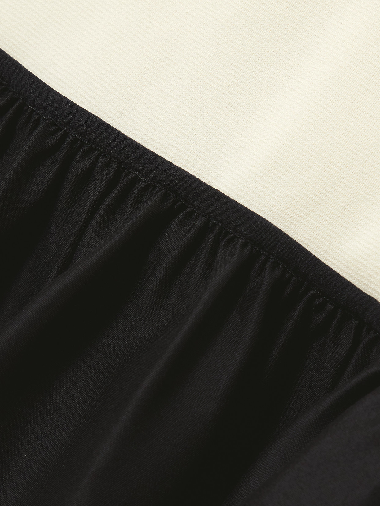 Totême Twinflower Gathered Ribbed-knit And Wool And Silk-blend Crepe Midi Dress In White