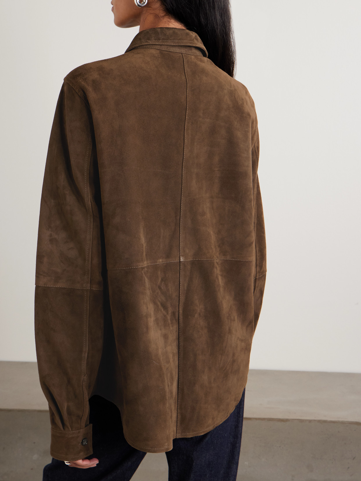 Totême Womens Bark Soft Long-sleeves Suede Overshirt In Multi