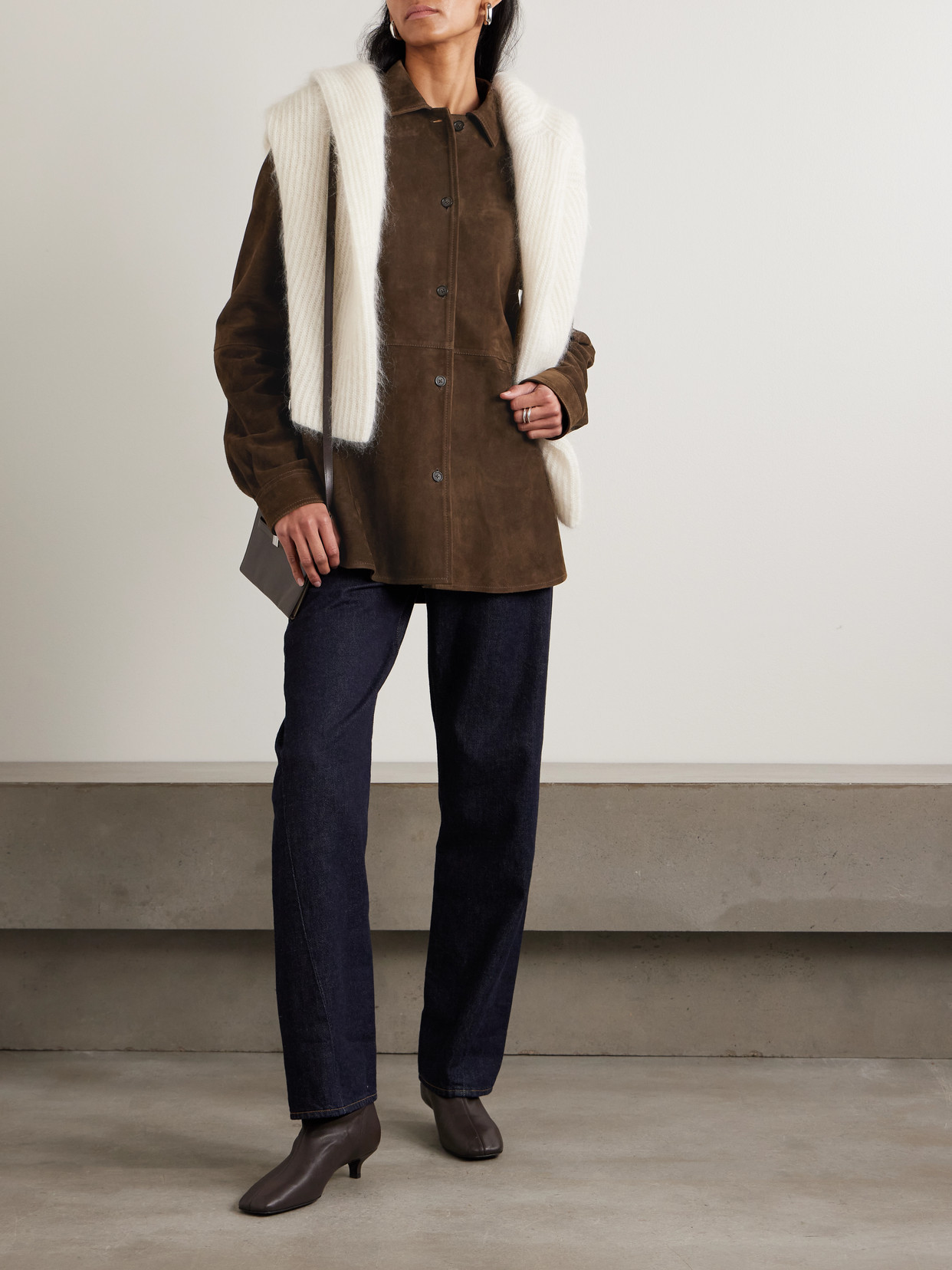 Totême Womens Bark Soft Long-sleeves Suede Overshirt In Multi