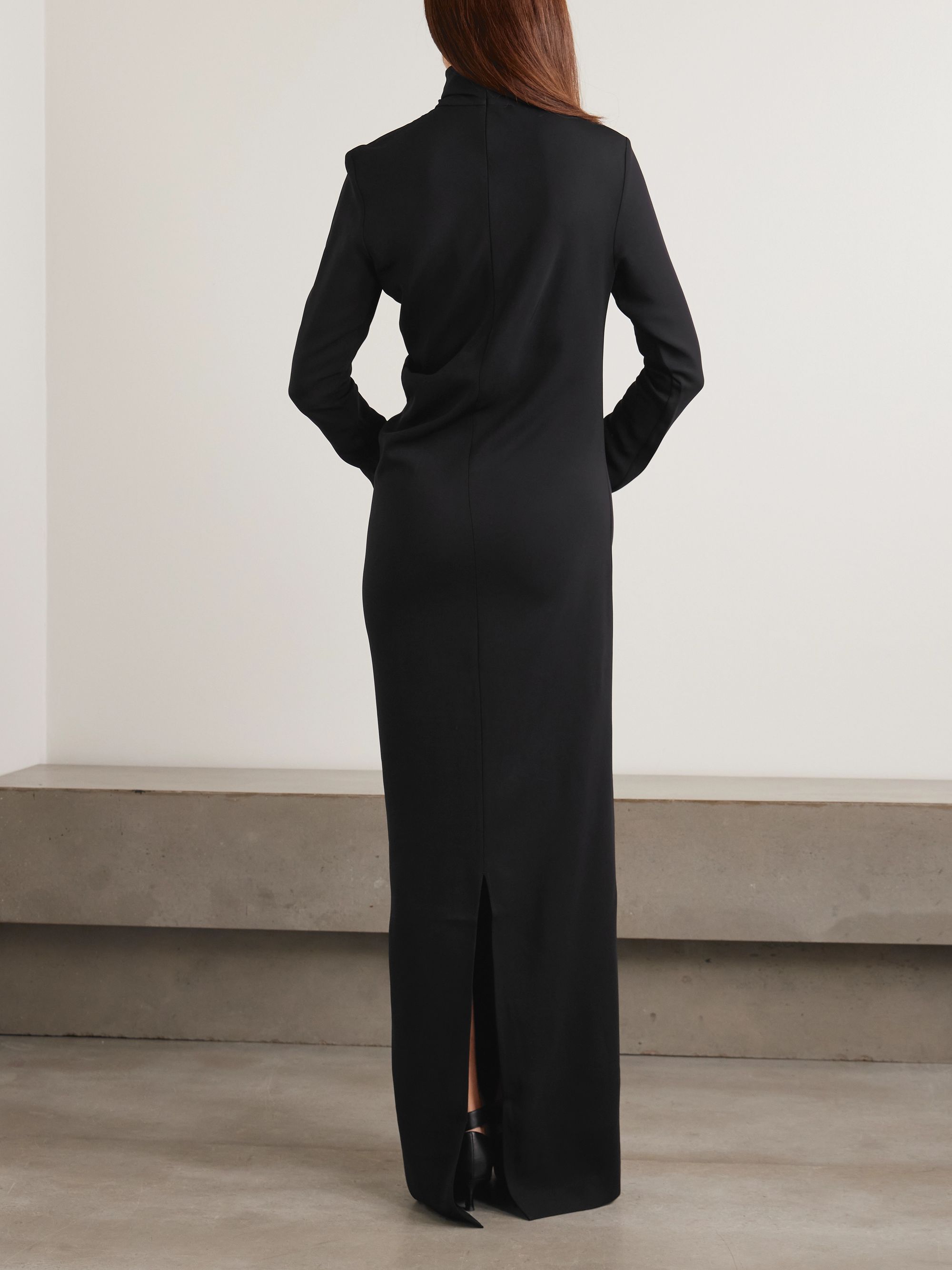 Toteme Draped Jersey Turtleneck Maxi Dress — detail view 3