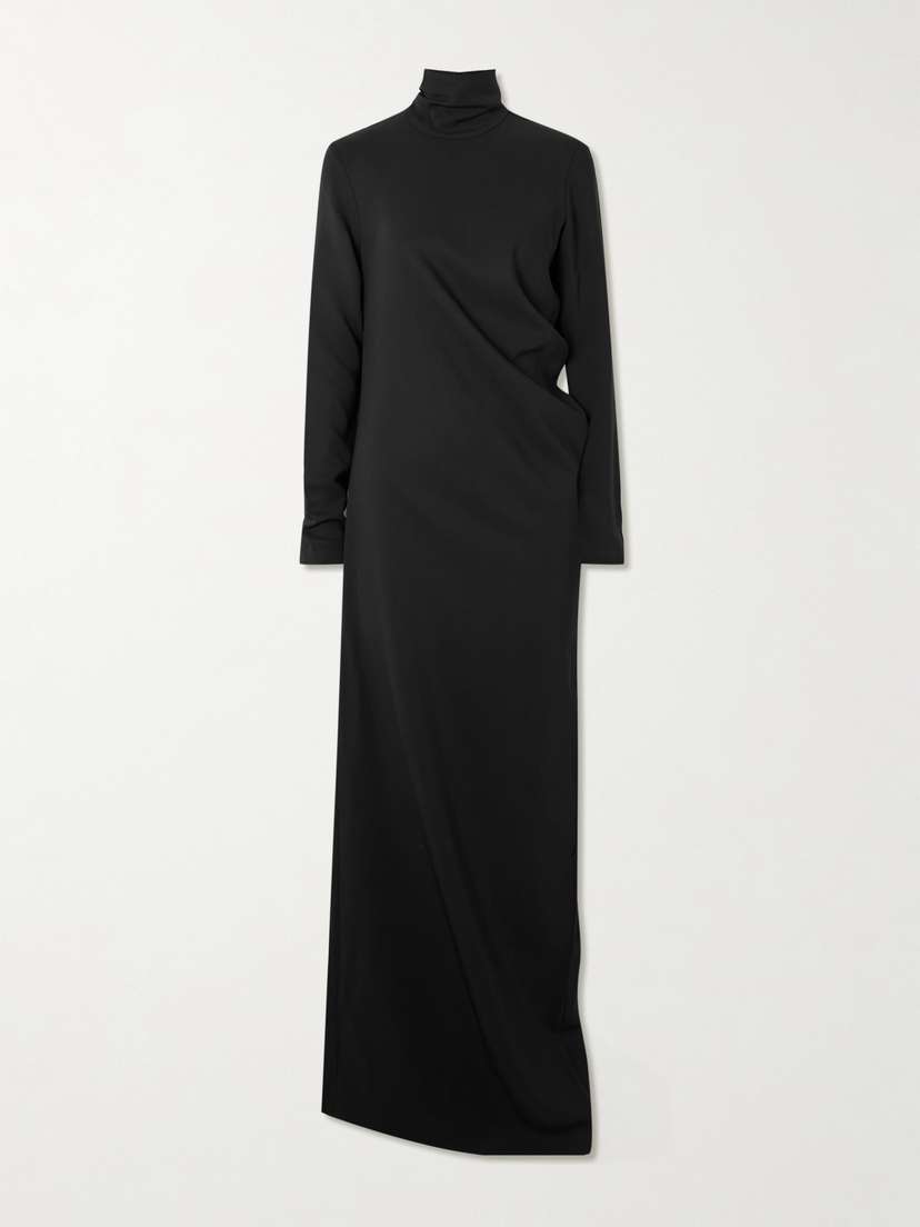 TOTEME Draped Jersey Turtleneck Maxi Dress