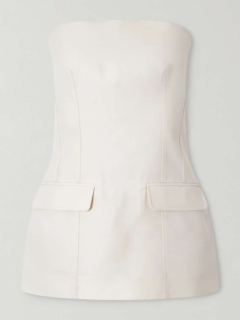 Toteme — Strapless darted wool and silk-blend crepe bustier top