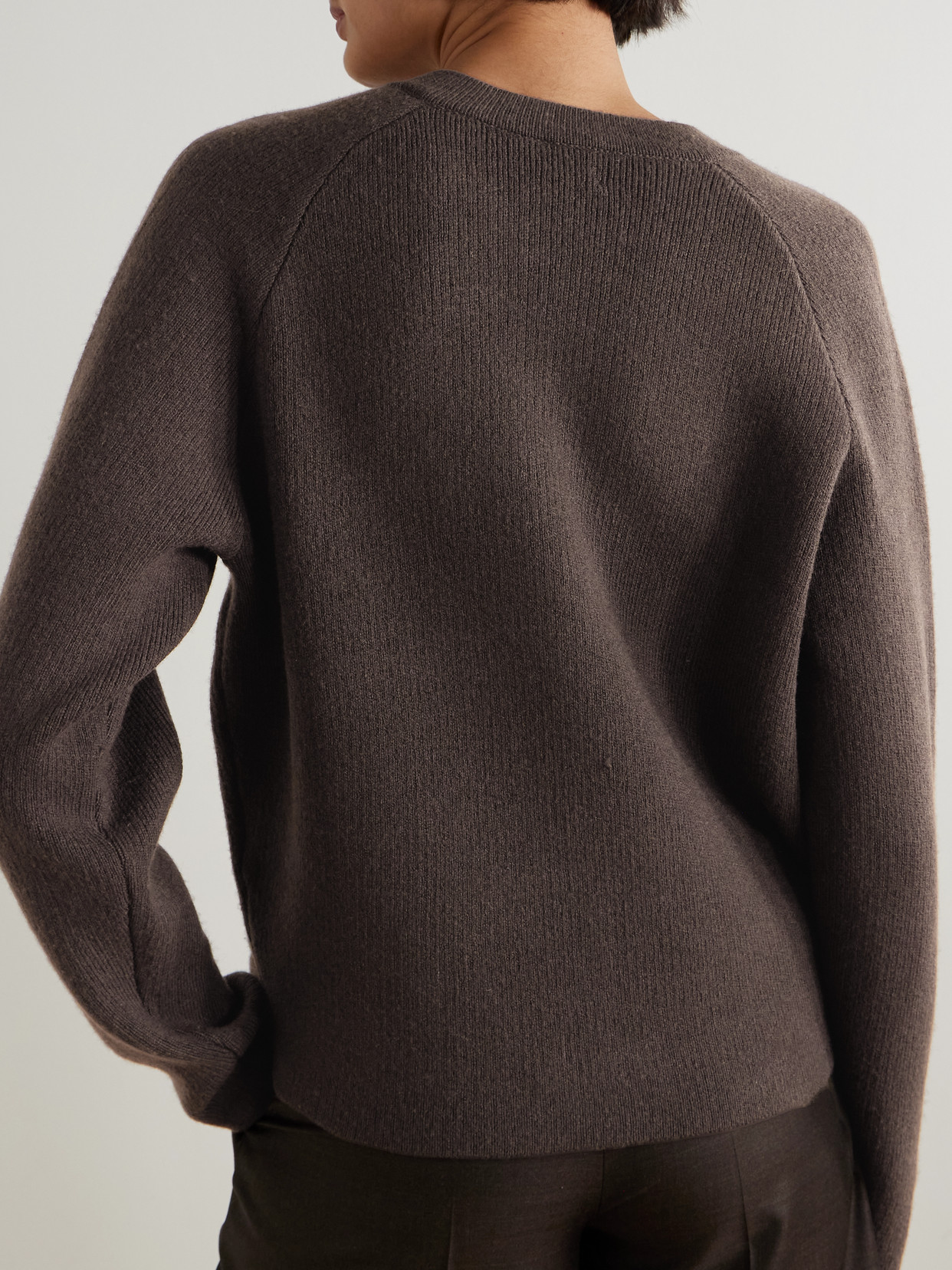 Totême Ribbed Cashmere And Wool-blend Cardigan In Brown