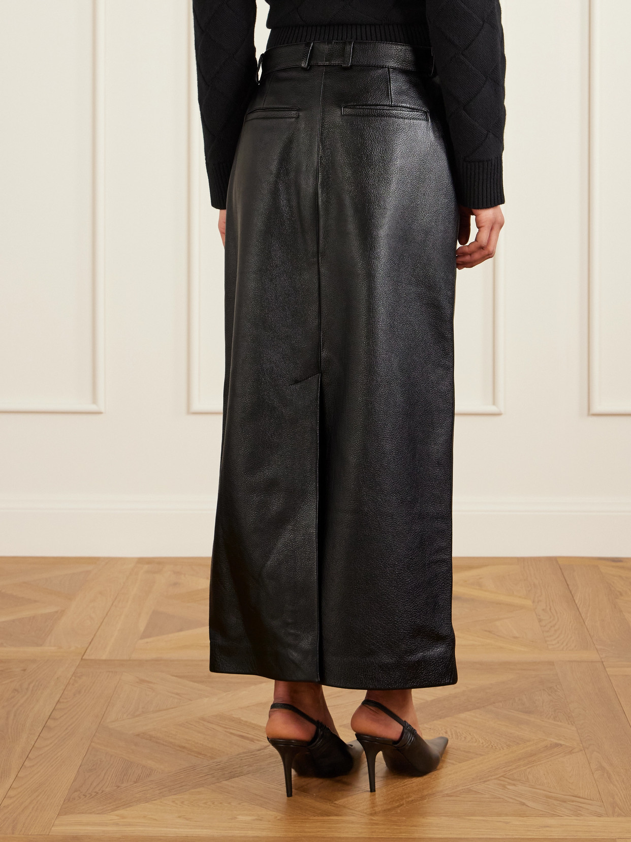 Totême Textured-leather Maxi Skirt In Black