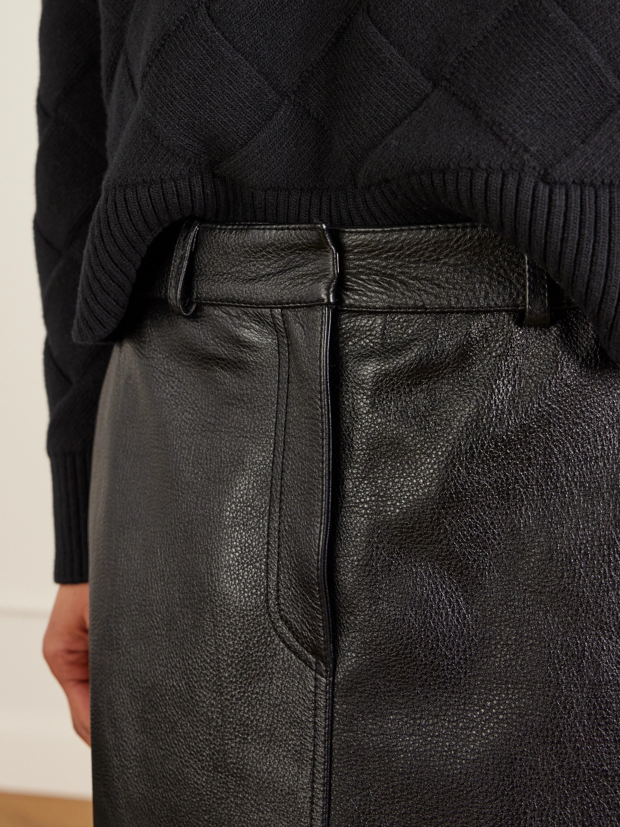 Totême Textured-leather Maxi Skirt In Black