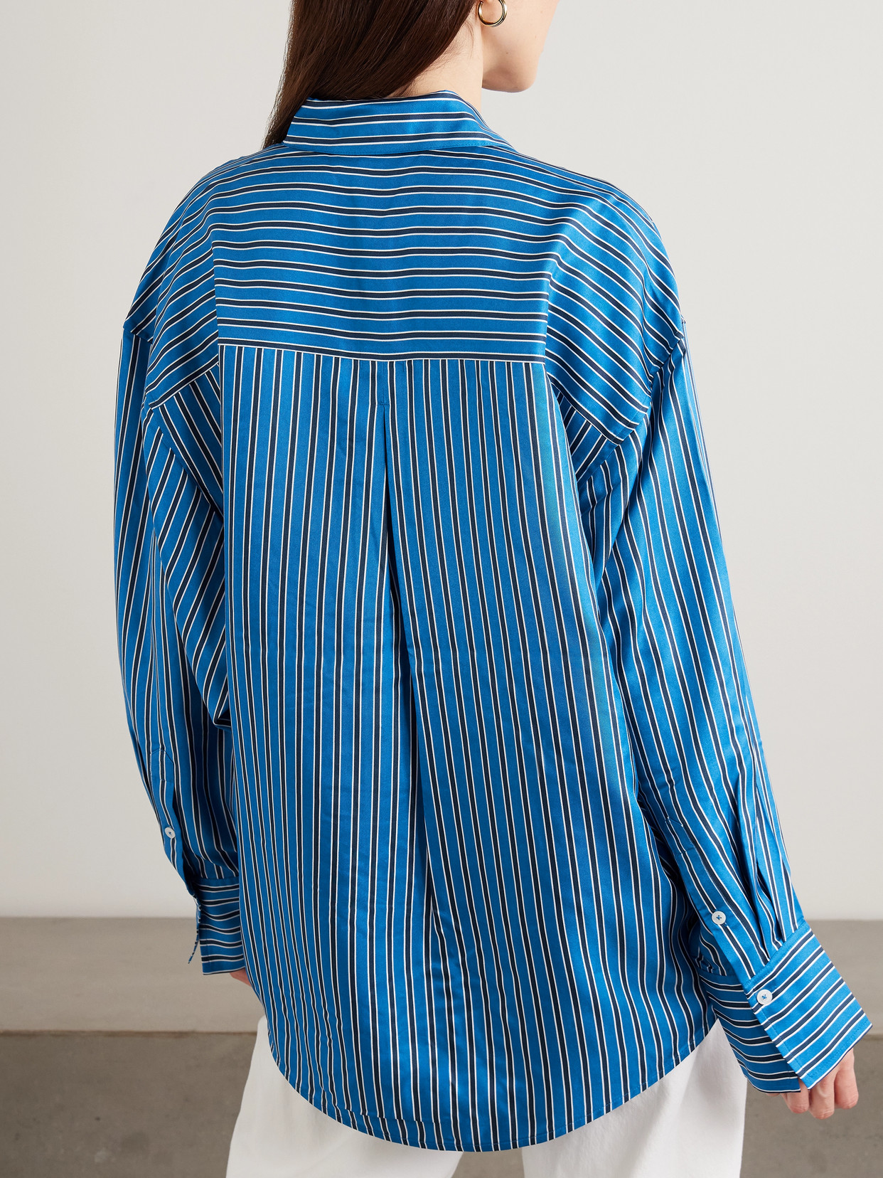 Totême Toteme Oversize Stripe Silk Button-up Shirt In Multi