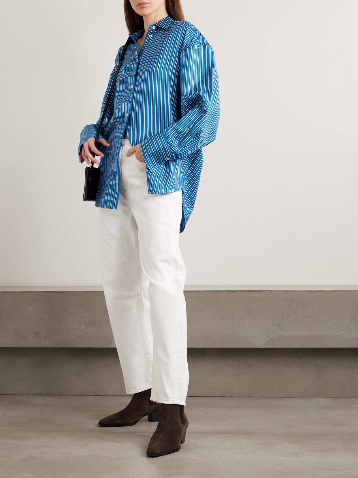 Totême Toteme Oversize Stripe Silk Button-up Shirt In Multi