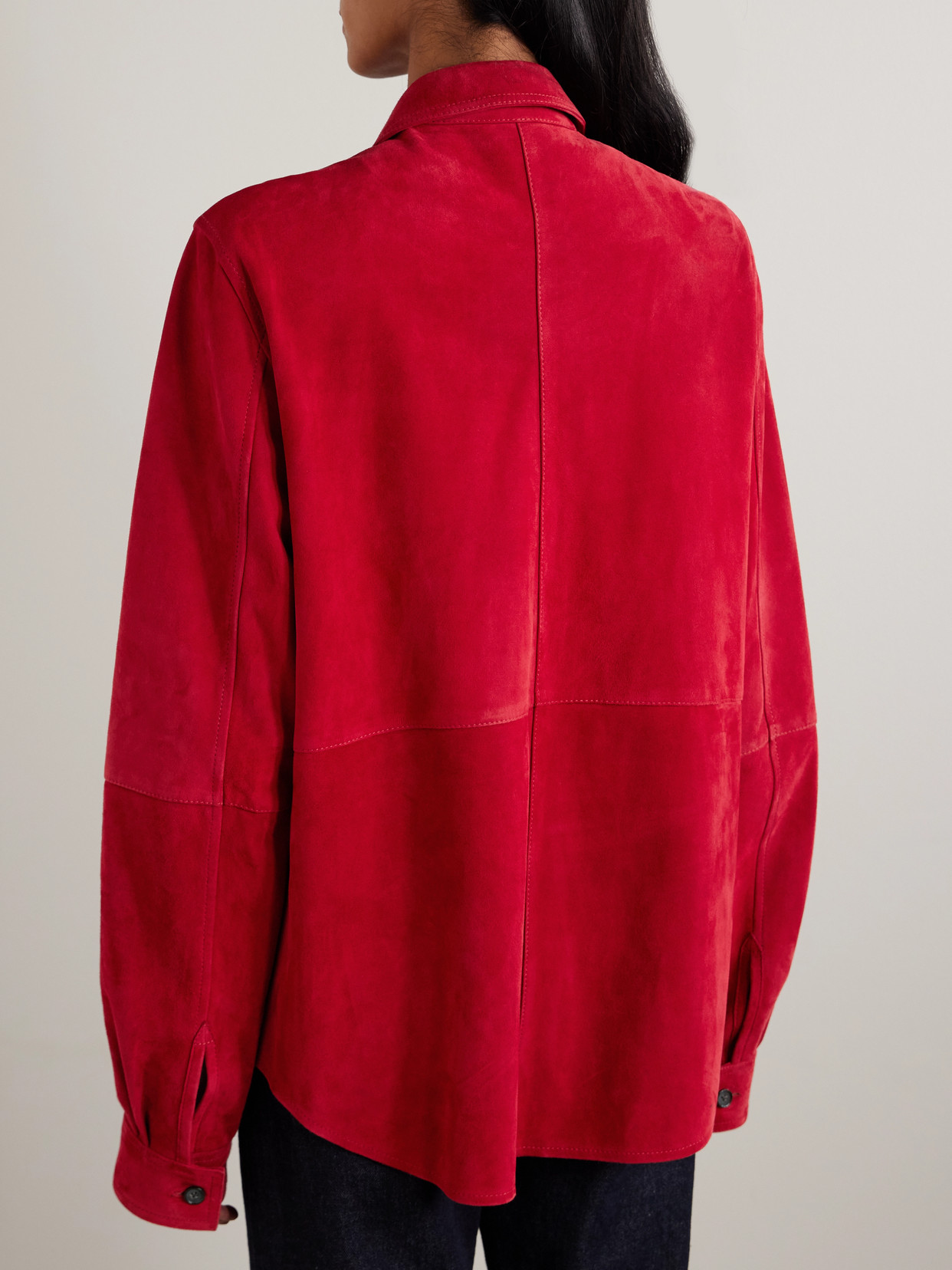 Totême Womens Poppy Soft Long-sleeves Suede Overshirt In Red