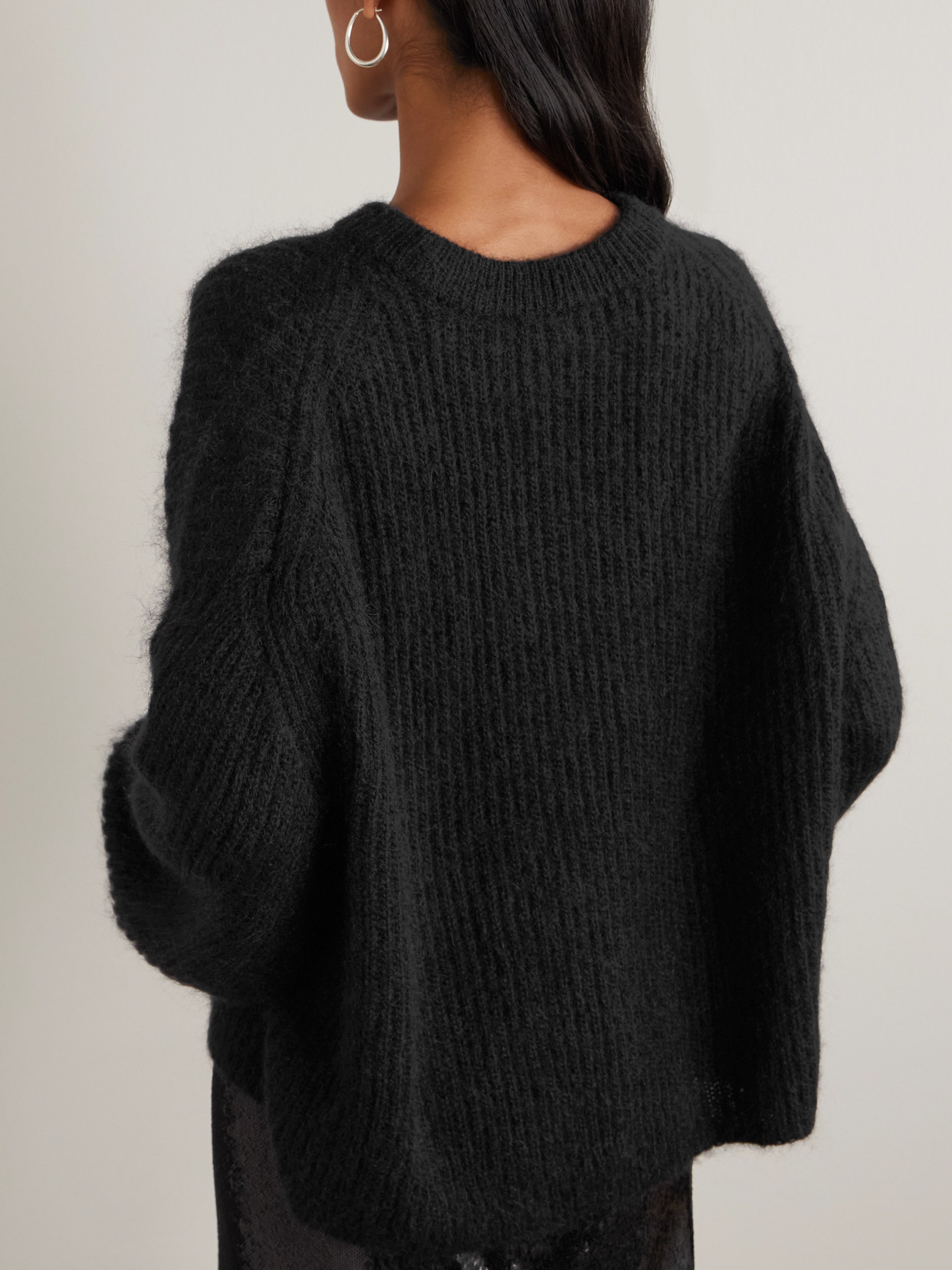 Totême Oversized Ribbed Alpaca-blend Sweater In Black