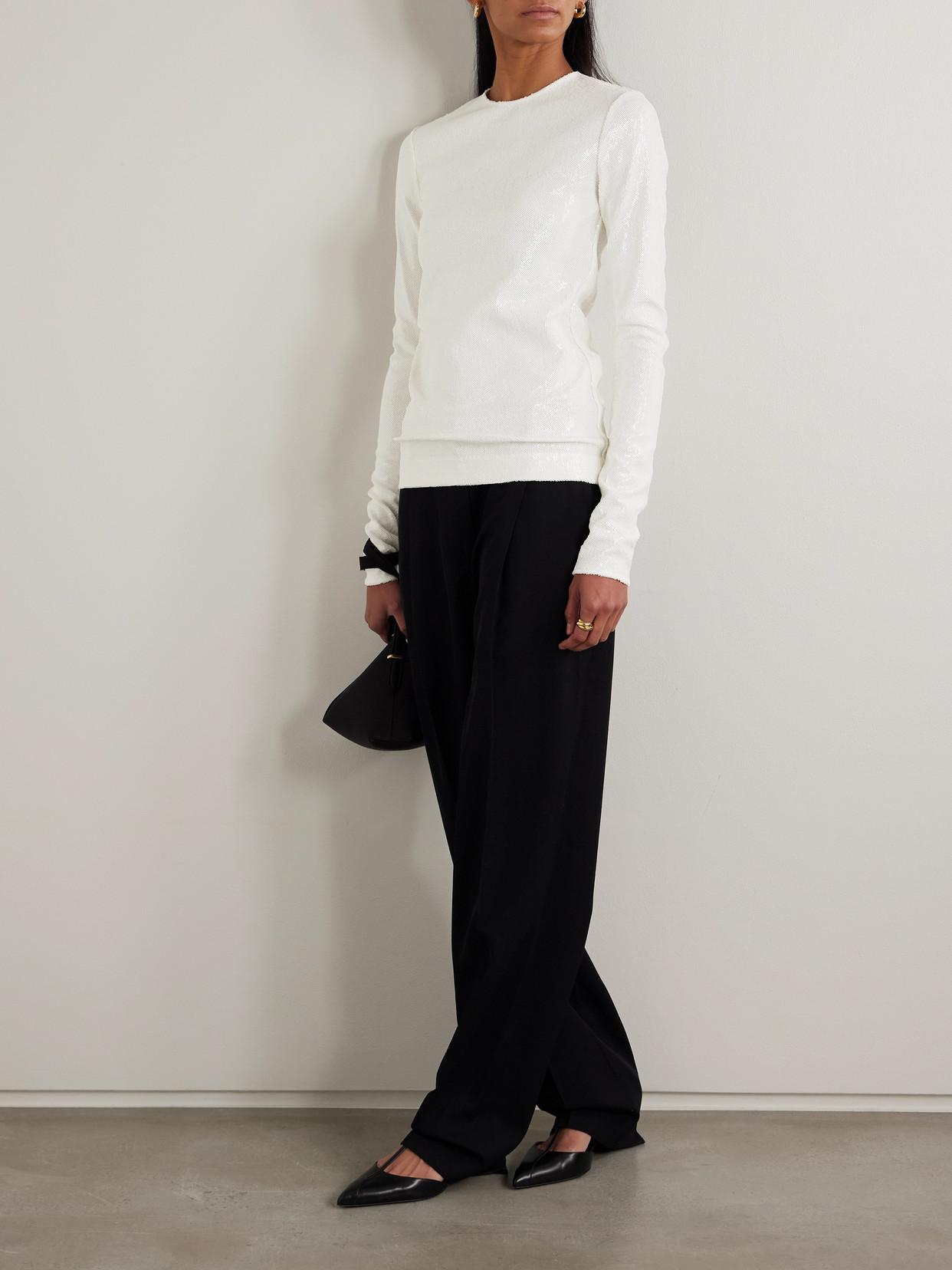 Totême Sequined Mesh Top In White