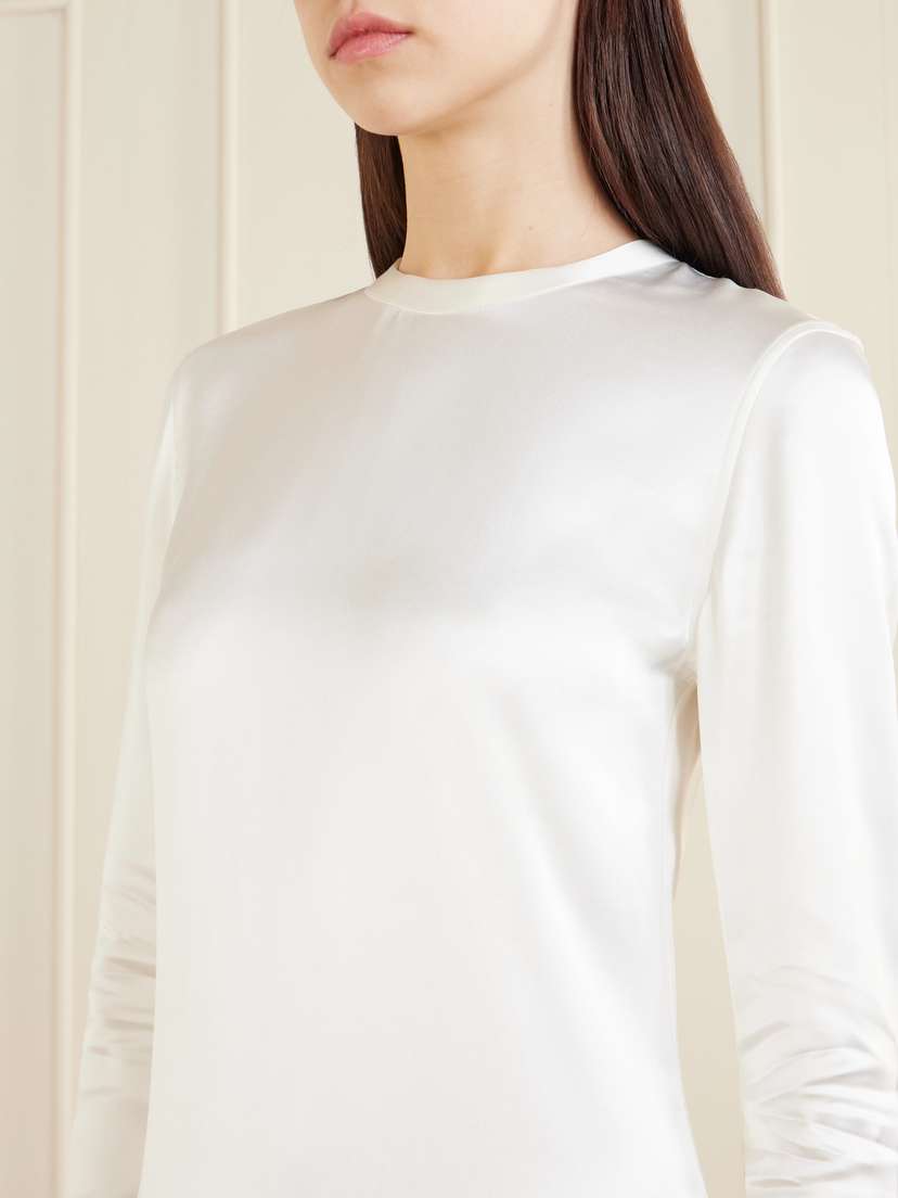 TOTEME Satin Midi Dress - detail view in White