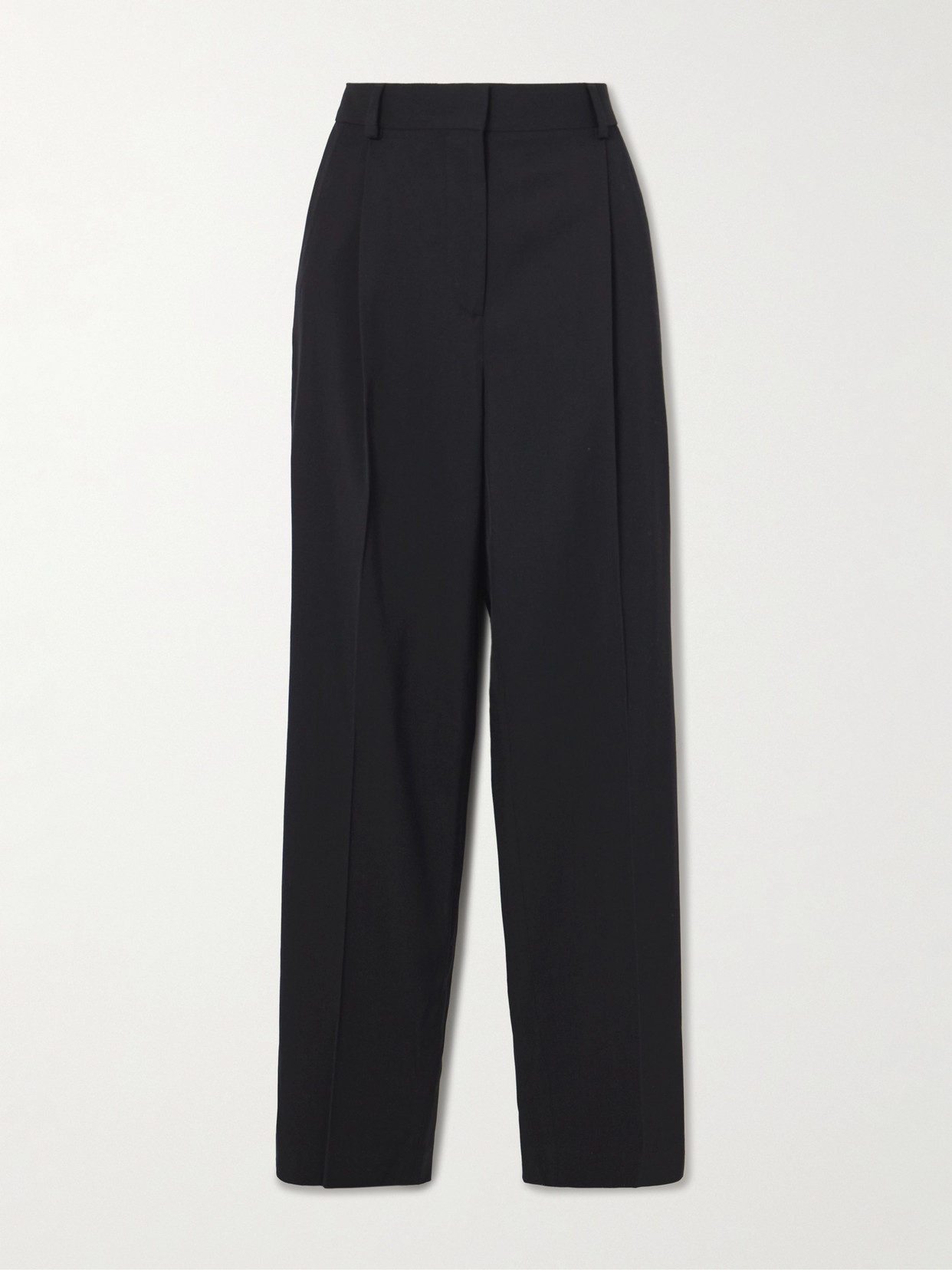 Totême Pleated Twill Straight-leg Pants In Black