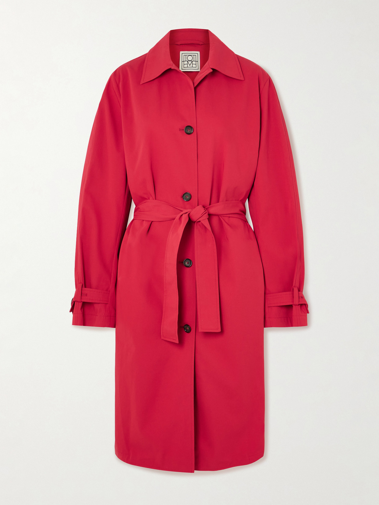 Totême Womens Poppy Light Spring Belted Cotton-poplin Trench Coat In Red