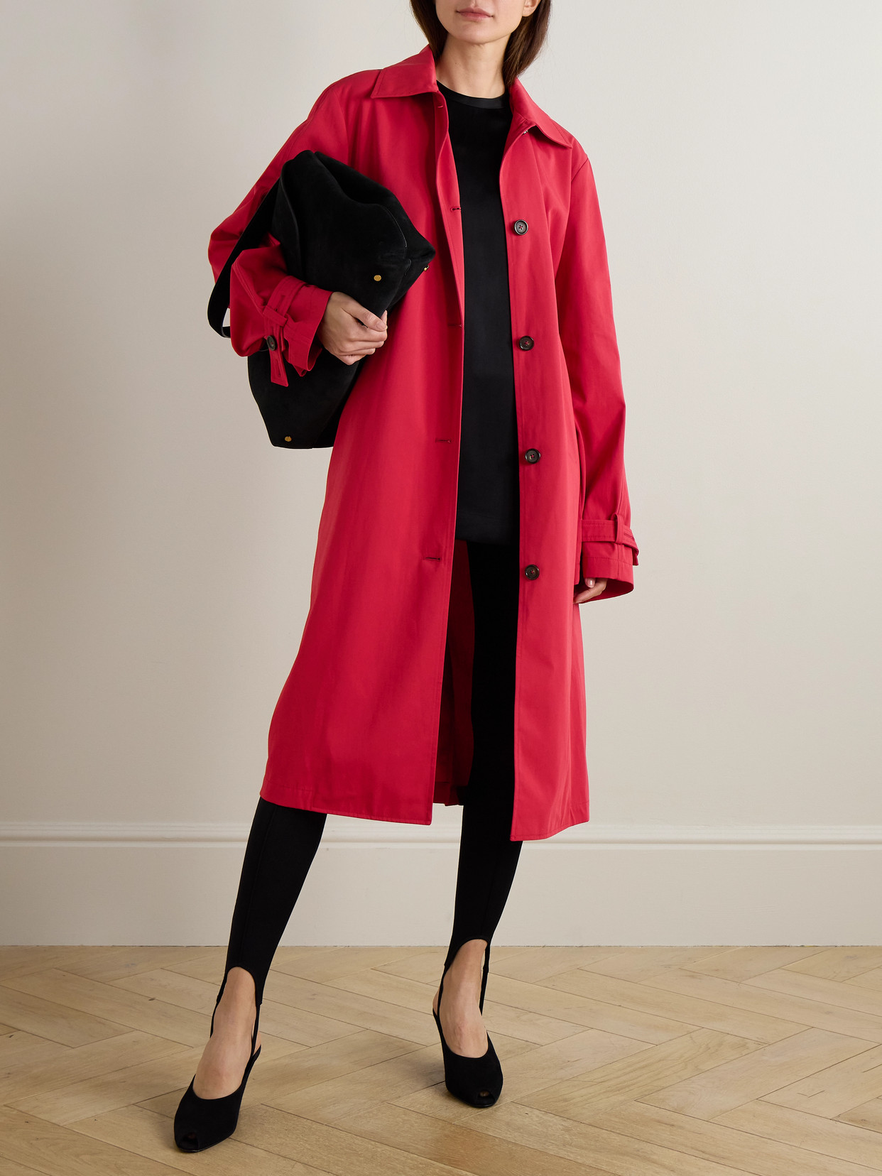 Totême Womens Poppy Light Spring Belted Cotton-poplin Trench Coat In Red