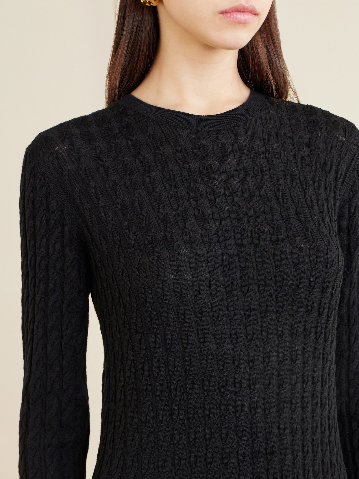 Totême Cable-knit Wool Maxi Dress In Black