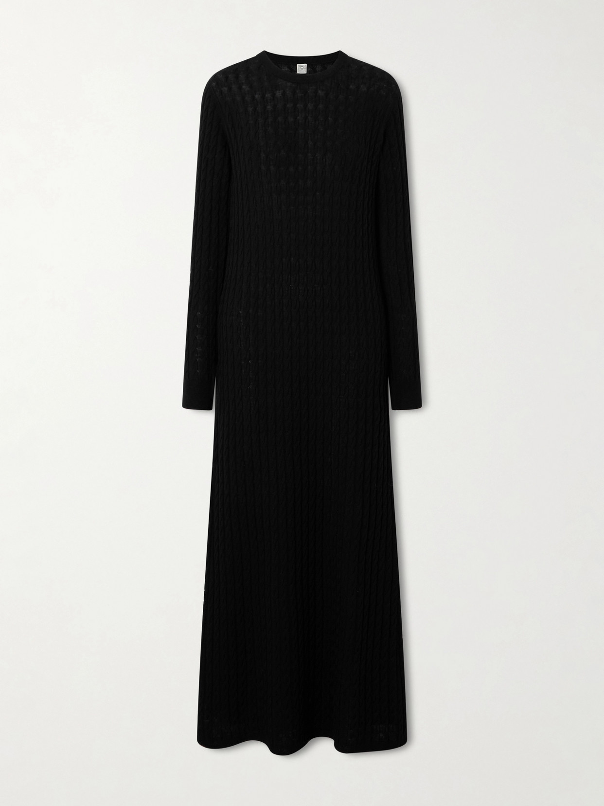Totême Cable-knit Wool Maxi Dress In Black