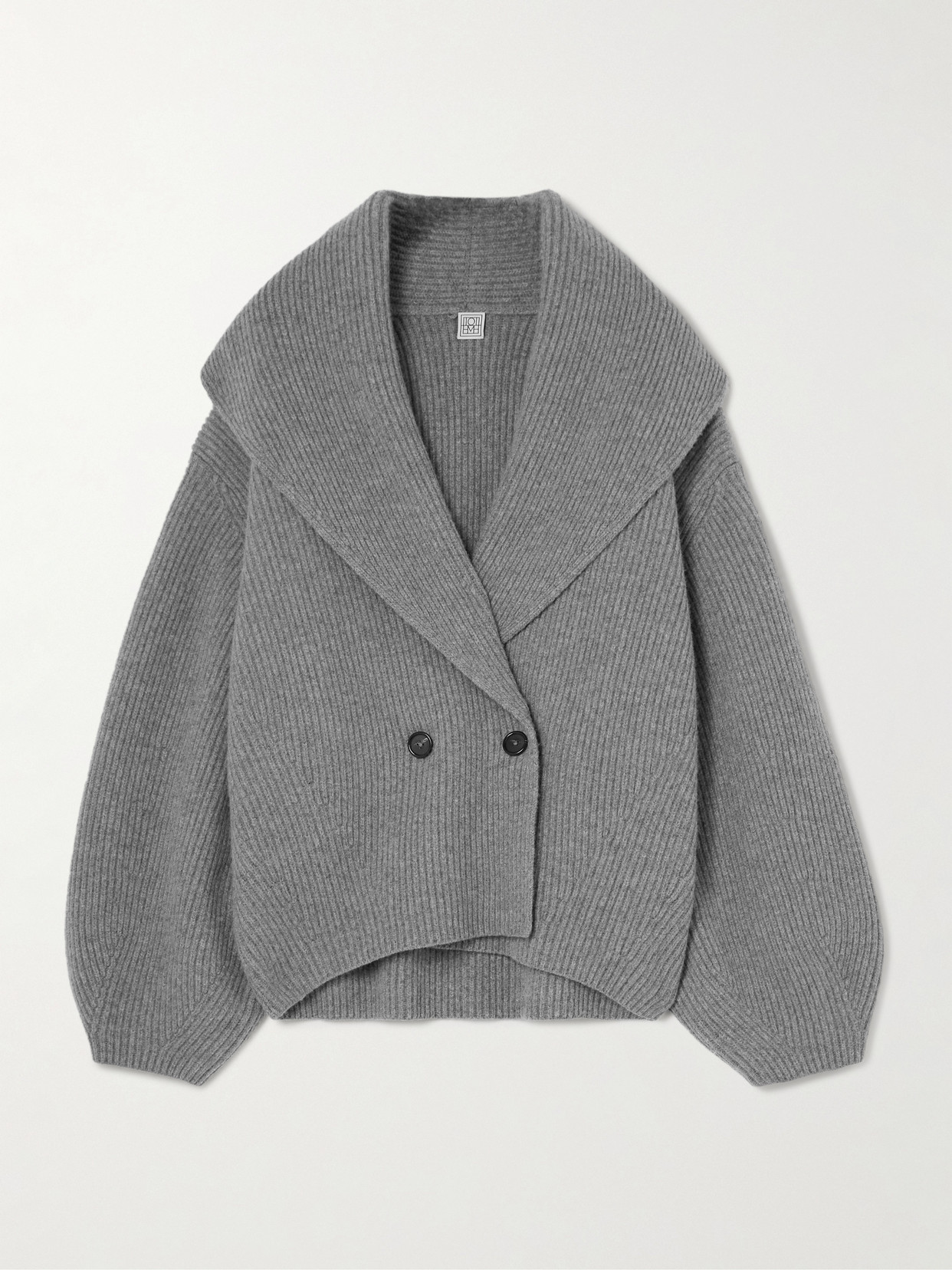 Totême Oversized Ribbed Wool Cardigan In Gray