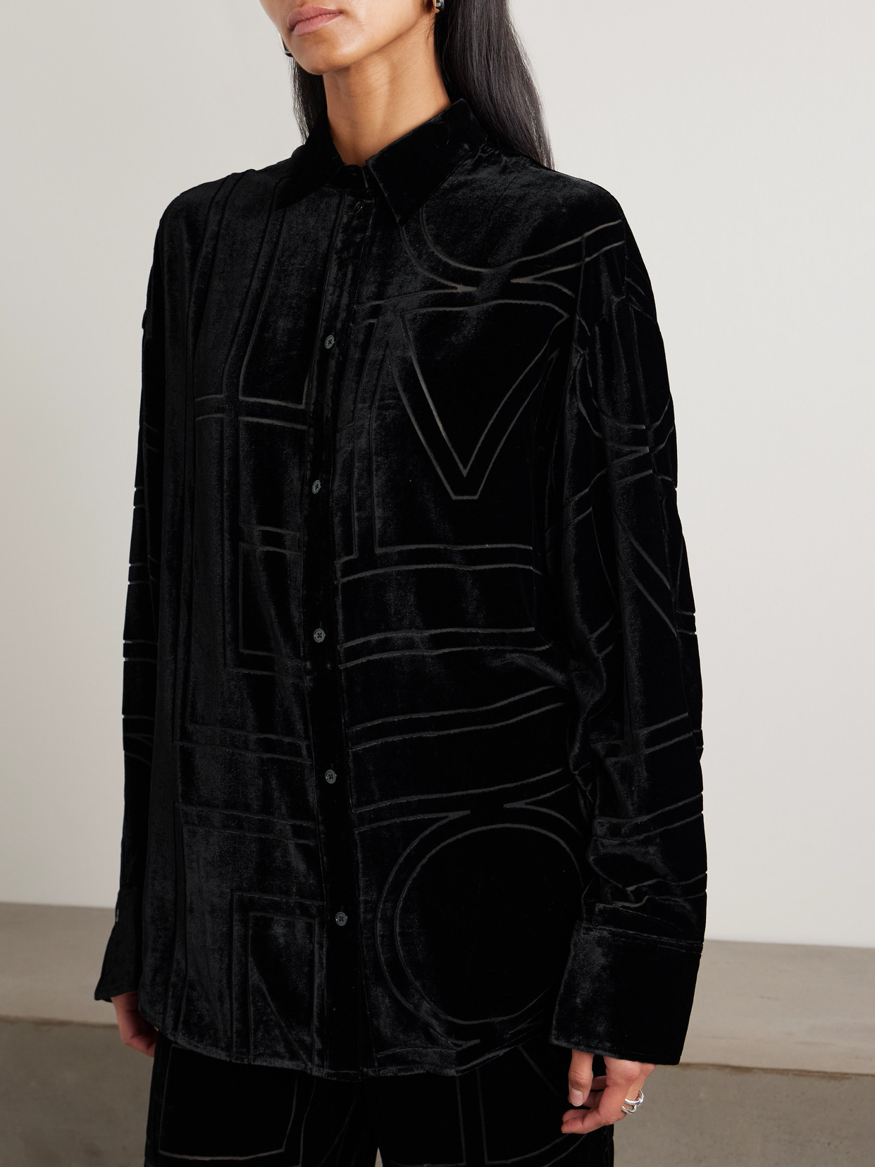 Totême Devoré-velvet Shirt In Black