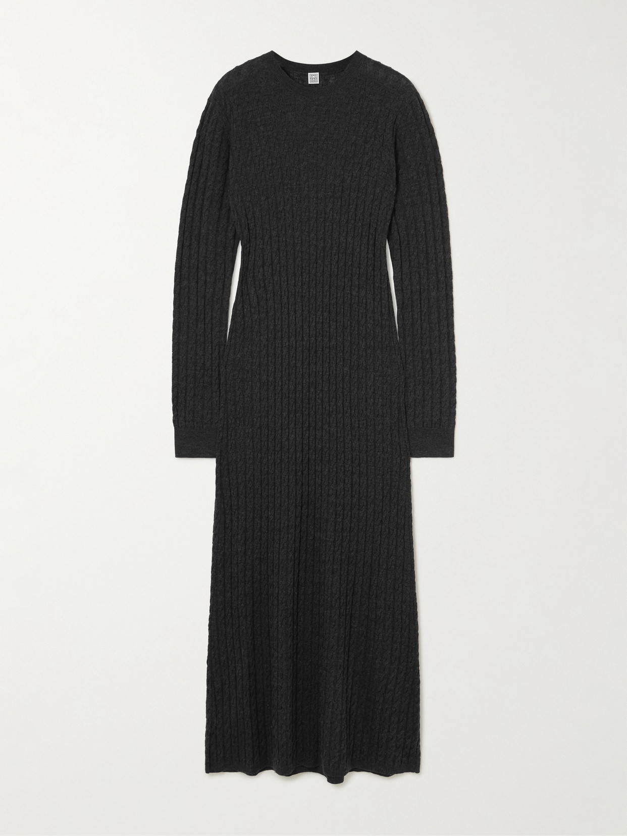 Totême Cable-knit Wool Maxi Dress In Black