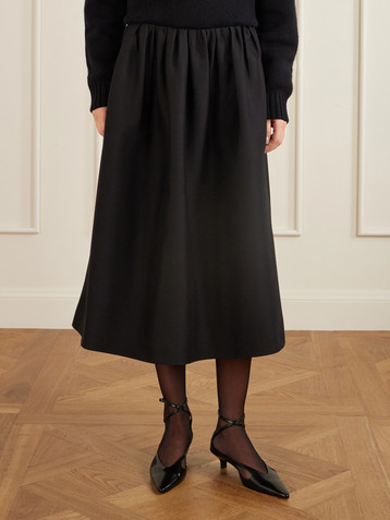 TOTEME Gathered wool and silk-blend midi skirt