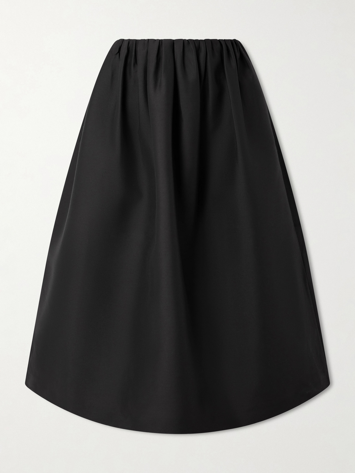 Totême Gathered Wool And Silk-blend Midi Skirt In Black