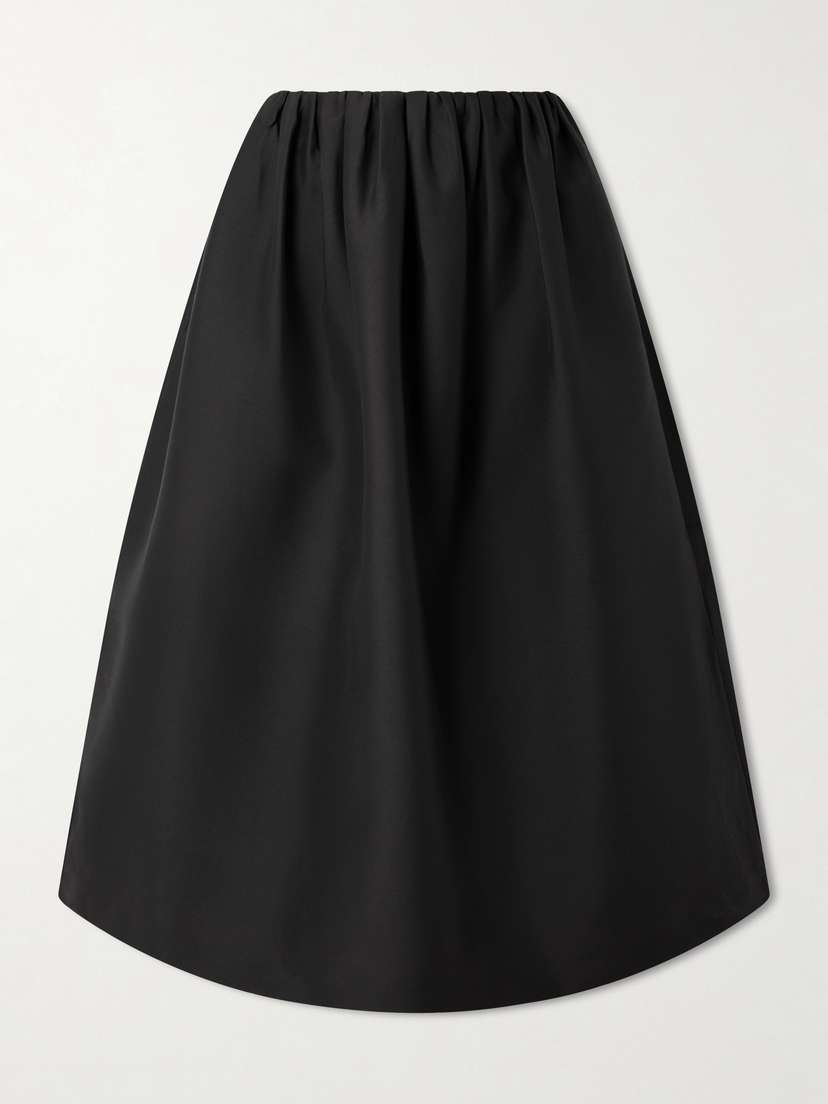 TOTEME Gathered Wool And Silk-blend Midi Skirt