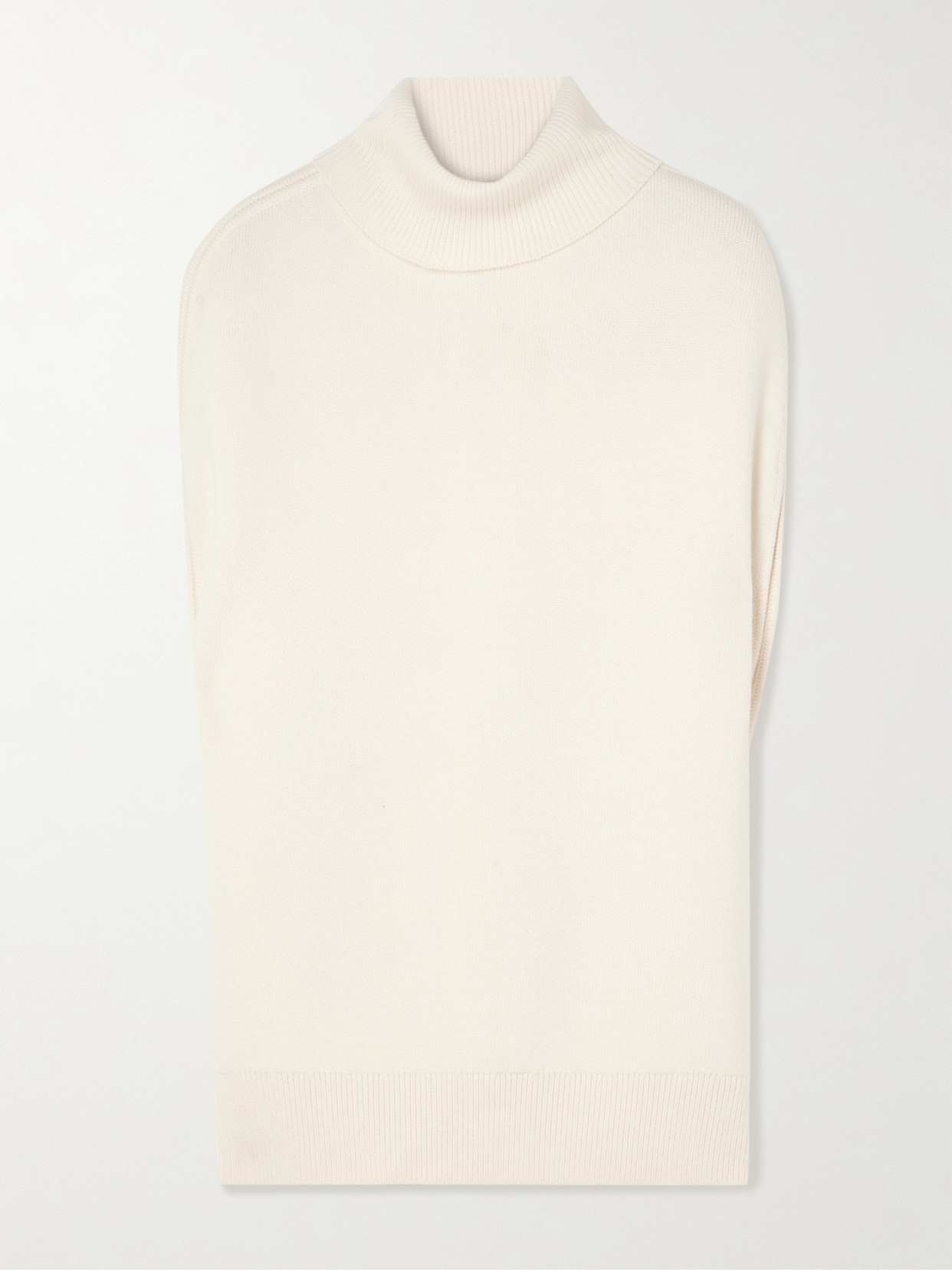 Totême Oversized Knitted Wool Turtleneck Tank In White