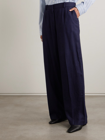 TOTEME Pleated flannel wide-leg pants