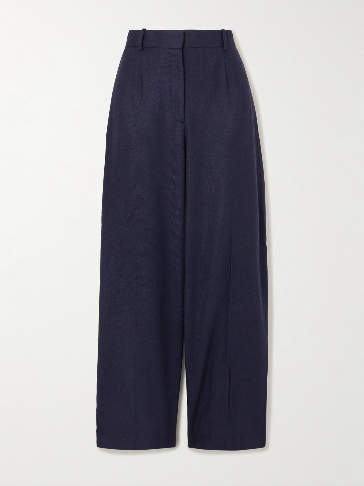 Totême Pleated Flannel Wide-leg Pants In Blue