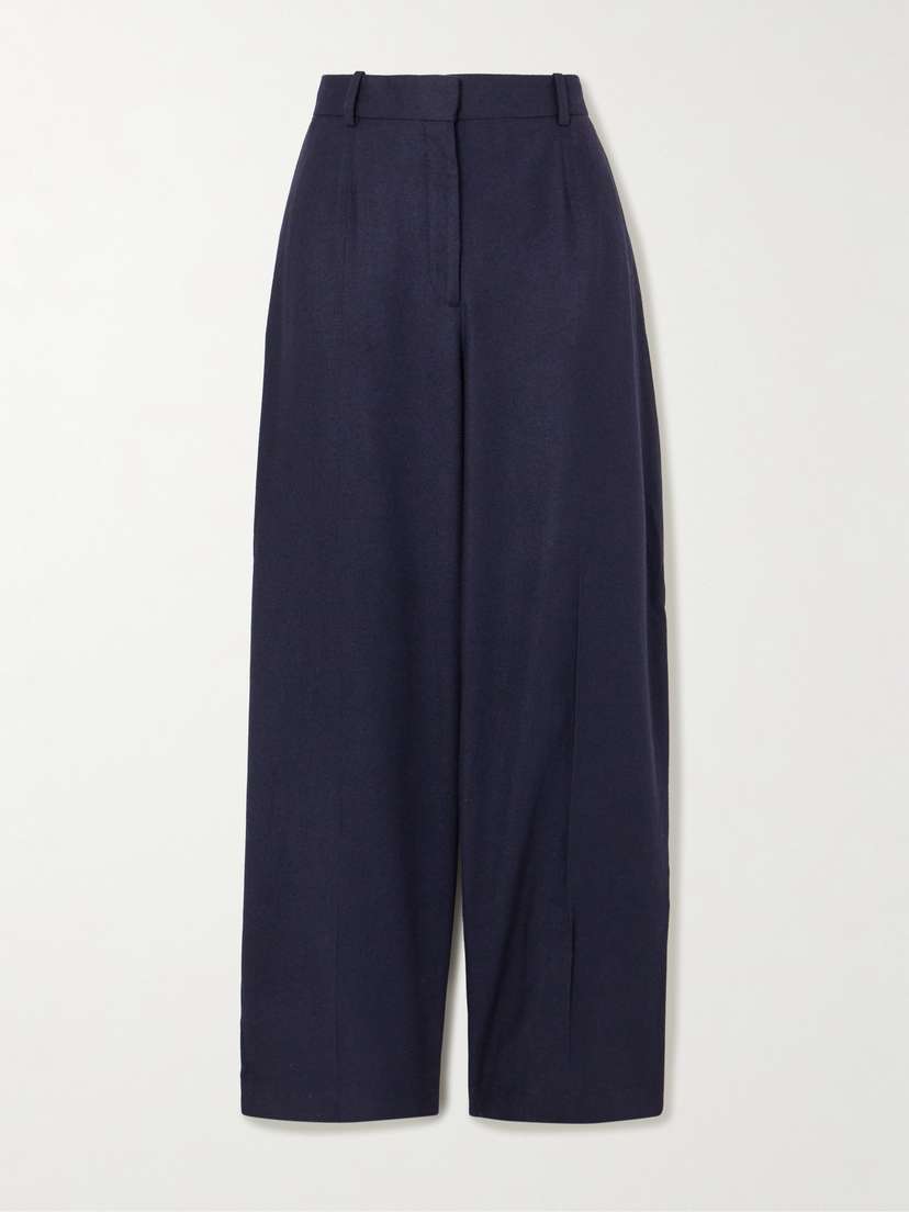 TOTEME Pleated Flannel Wide-leg Pants