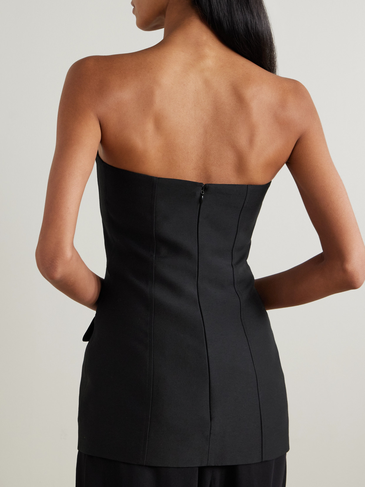 Totême Strapless Wool And Silk-blend Bustier Top In Animal Print