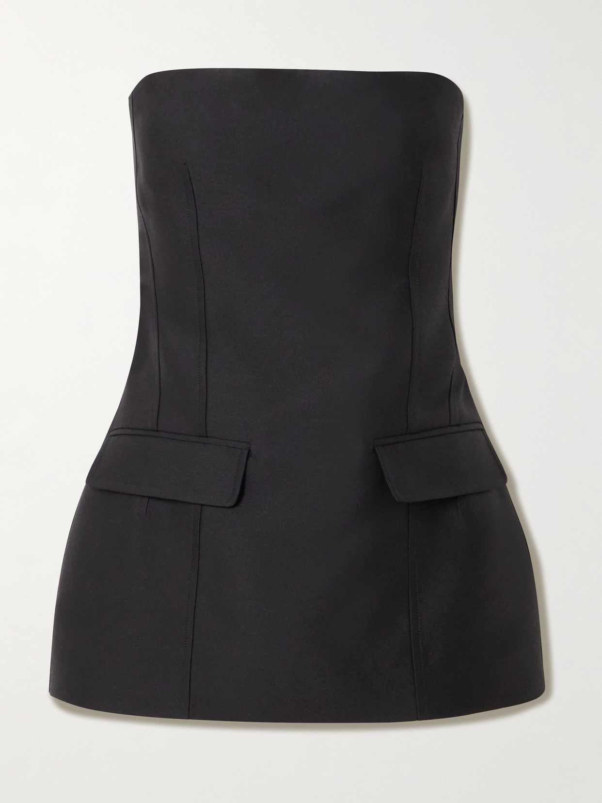 Totême Strapless Wool And Silk-blend Bustier Top In Black