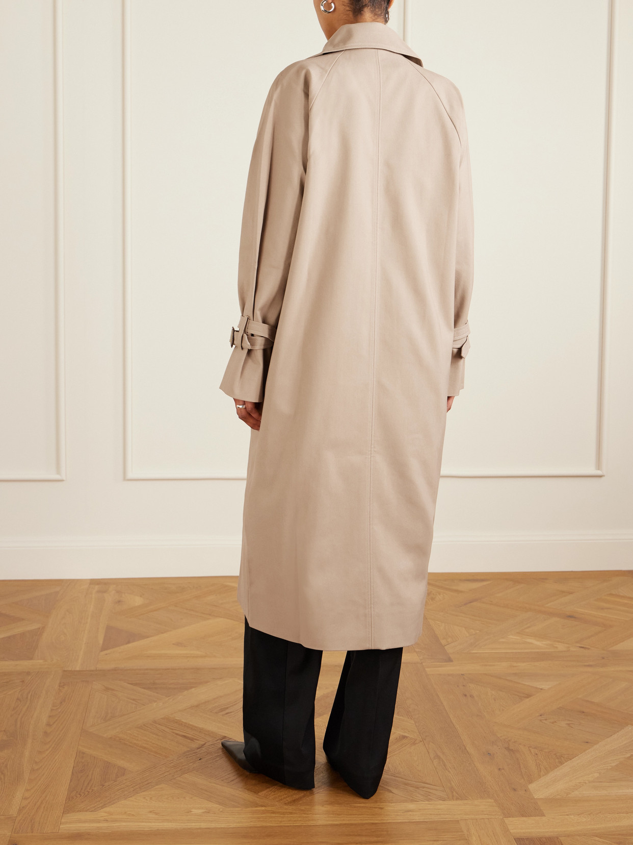 Totême Signature Double-breasted Cotton-blend Gabardine Trench Coat In Neutral
