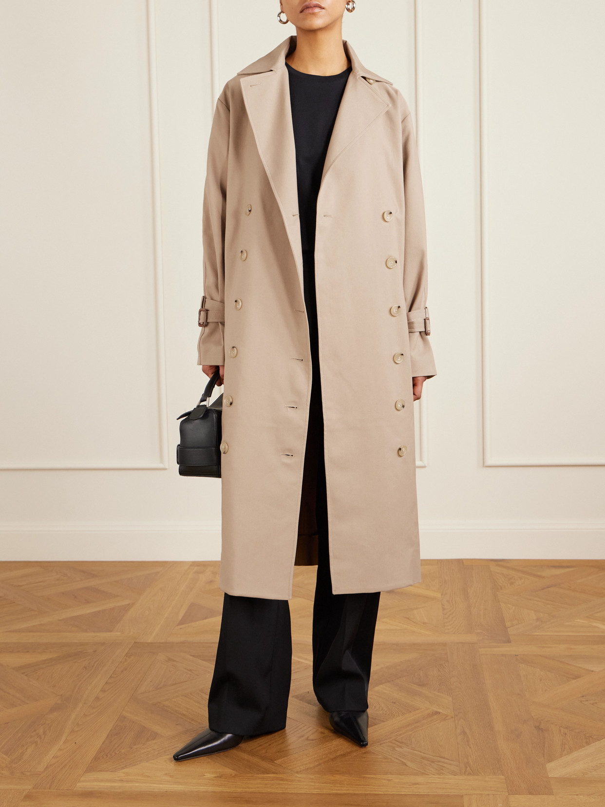Totême Signature Double-breasted Cotton-blend Gabardine Trench Coat In Neutral